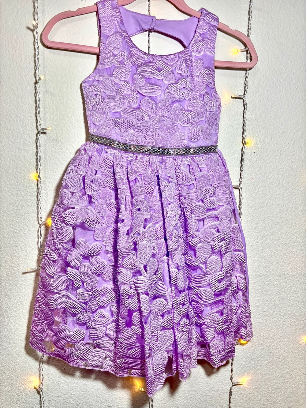 Speechless Girls Lavender Floral Lace Party Dress Size 7 Easter Wedding Holiday